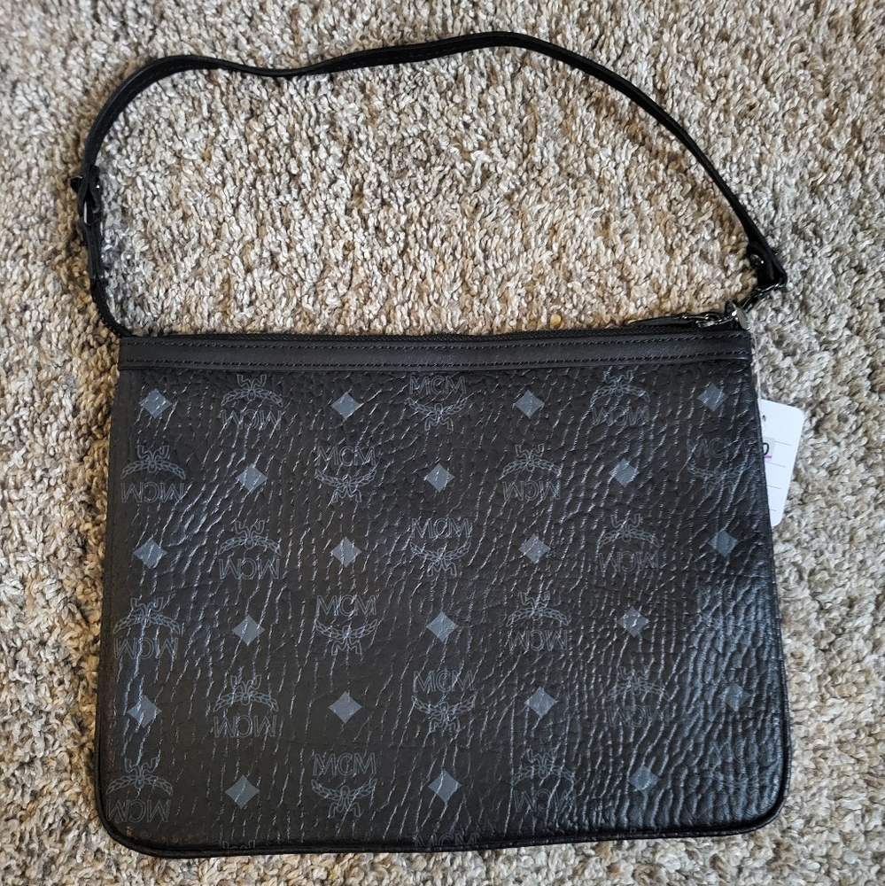 Pre-loved MCM Black Visetos Monogram Pouch Bag